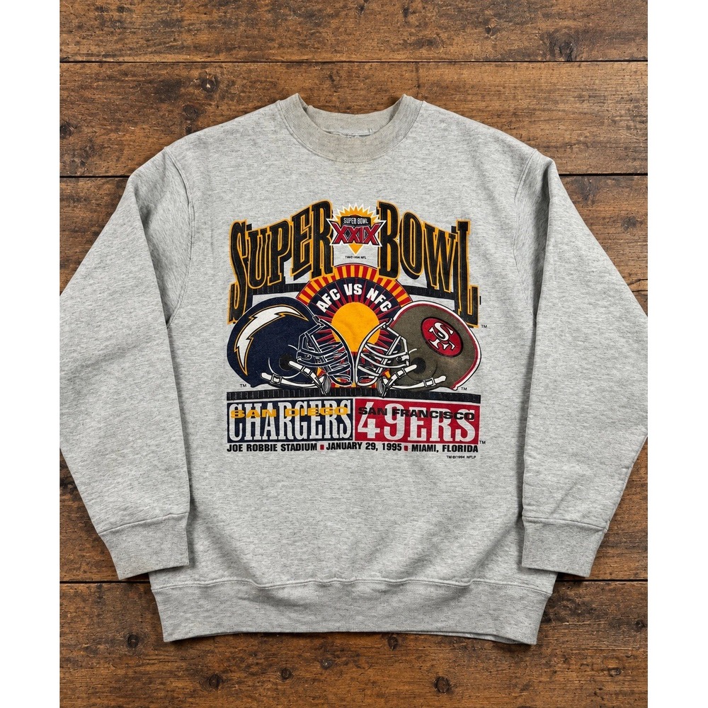 Vintage 1995 Super Bowl XXIX 49ers Chargers Sweatshirt USA Made Large NFL